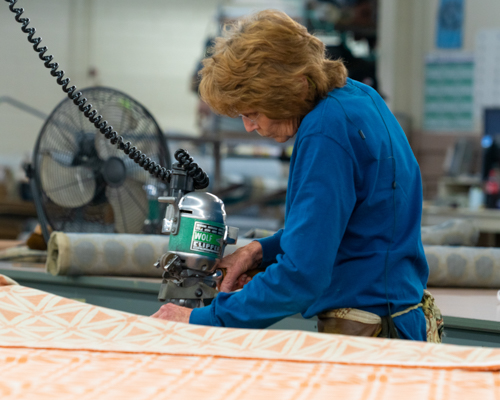 NC Furniture Manufacturer CR Laine Factory Fabric Cutting Process